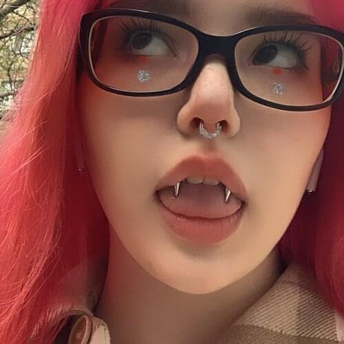 Women Men Goth Tooth Decoration Surgical Steel C Rod Smiley Lip Tiger Tooth Nail Zombie Tooth Punk Nail Vampire Piercing Jewelry