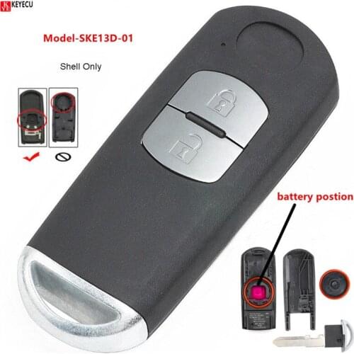 Keyecu 2 Button Remote Key Fob Shell Case Replacement for Mazda 3 6 2014-2018 Model-SKE13D-01 IC: 662F-SKE13D01 Emergency Key