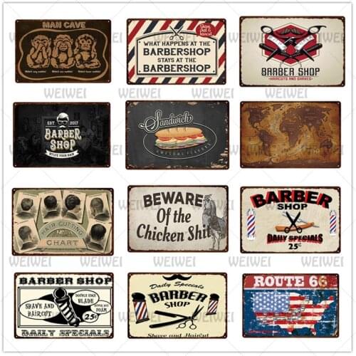 Barber Shop Iron Sign Home Decoration Metal Plate Country Text Tin Sign Room Decor Wall Art Poster Iron Plaque Retro Rust Feel
