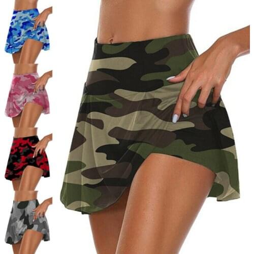 Ladies Camo Sports Skorts Ladies High Waisted Shorts Mini Skirt Dress New