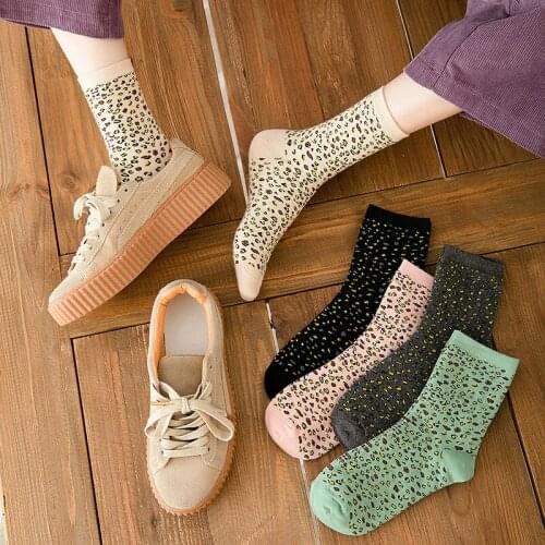 Women Socks 2020 New Autumn Fashion Leopard Striped Ankle Socks Girls Cotton Printed Novelty Women Fashion Cute Socks Lady