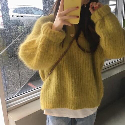 Womens Tops And Sweaters Fashion Casual Solid Color Knit O-Neck Pullover Winter Autumn Long Sleeve Jumper Female Plush Top