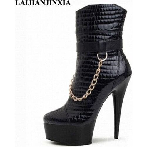 LAIJIANJINXIA New Ankle Boot Sexy 15cm High Heels Night Club Party Queen Dance Shoes Platform Women Dress Pole Dance Pumps Shoes