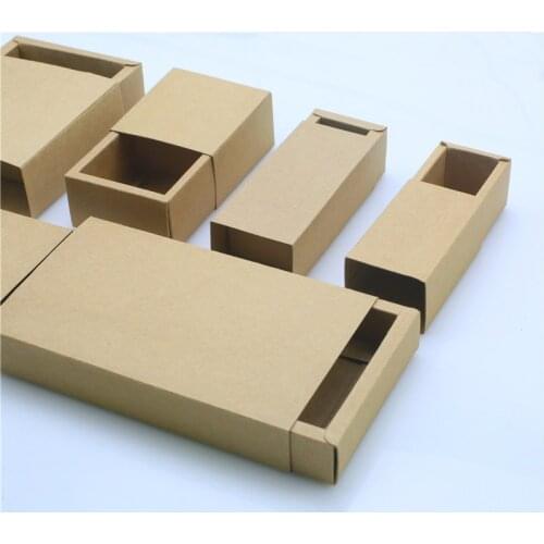 20Pcs Brown Kraft Paper Multi Size Vintage Drawer Boxes Wedding Candy Christmas Stocking Lipstick Foundation Packaging Boxes