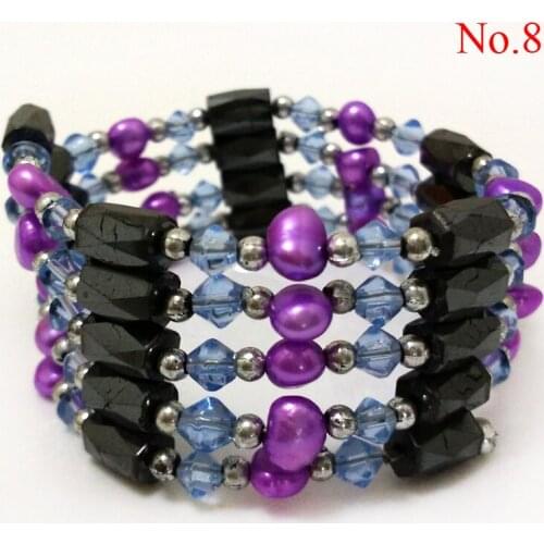 36 inches Multi-function Natural Cultured Freshwater Pearl and Purple Crystal Magnet Wrap Bracelet