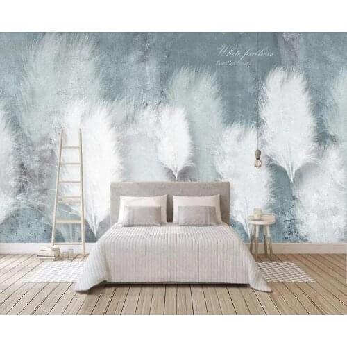 Custom 3D mural wallpaper modern simple fashion feather small fresh Nordic TV background wall painting decorative painting