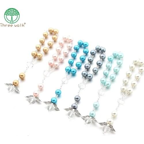 Glass Bead Bracelet Religion Jesus Little Angel Rosary Bracelet Christianity European Alloy jewelry Hot sale