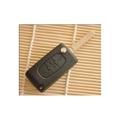Uncut Blade Car case Replacement Key Shell Key Protection Cover Flip Remote Key for PEUGEOT 307 407 406 3 Buttons Without Groove