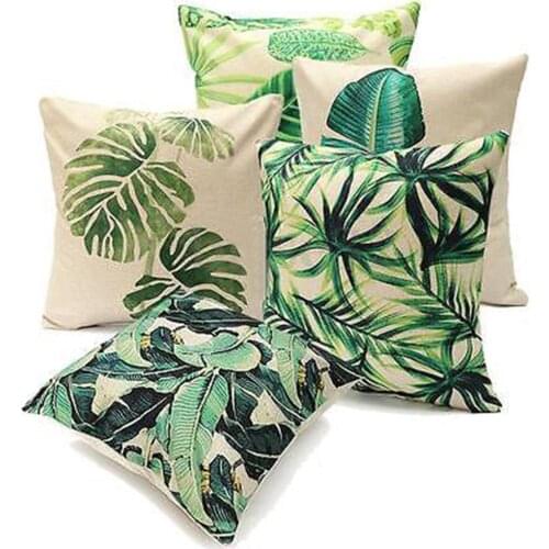 18inch Green Leaf Linen Cushion Cover Throw Pillow Case Sofa Home Decoration Pillow Cover Hotel Home Decorative Pillowcase