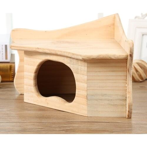 Hamster dragon cat nest hedgehog golden silk bear squirrel guinea pig rabbit natural solid wood house triangle house Dutch pig