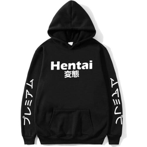 Harajuku Japan Anime Hentai Hoodie Fashion Creative Japanese Cartoon Letter Print Hooded Sweatshirts Oversized Hoody Clothes Top