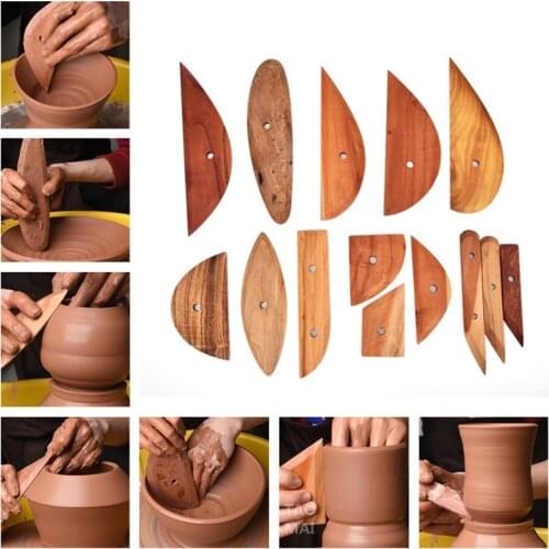 Pottery Tools Solid Wood Scraper Wooden Knife DIY Handmade Ceramics Rough Scraper Clay Sculpture Modeling Tools