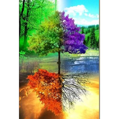 5D DIY Diamond Painting Mosaic Square Round Four Color Fantasy Tree Picture Cross Stitch Kit Diamond Painting Home Decor WG2424