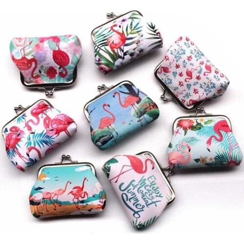 New Cartoon coin purse PU leather flamingo coin wallet Ladies clutch change purse Female coins bag pouch women girls