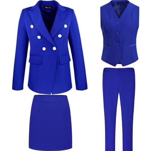 Lenshin Plus Size Three-Piece Set Smooth Fabric High-quality Office Lady Women Pant Suit Formal Blazer Vest Trouser