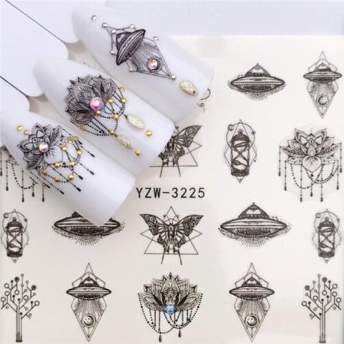 Fashion Stickers for Nails DIY Mandala Flower Hourglass Water Sliders Manicure Decor Watercolor Nail Decal Stickers Accessoires