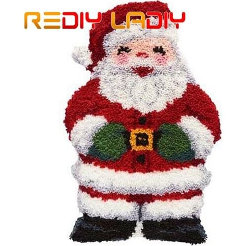 Latch Hook Rug Kits Santa Cause Crocheting Floor Carpet Rug 100% Acrylic Yarn Cushion Mat DIY Carpet Christmas Decoration Gift