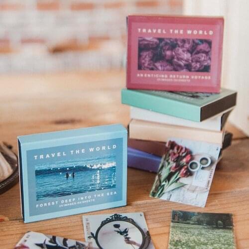 50Pcs/Box Vintage Travel Scenery Film PET Sticker Package DIY Diary Journal Decoration Label Sticker Album Scrapbooking