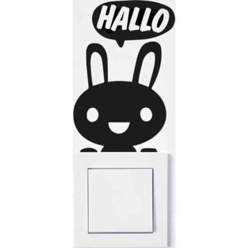 Stickers Light Switch Hello Bunny Sticker Wall Tattoo Socket Fun Animal Laptop Decal Wall Sticker Various Colours