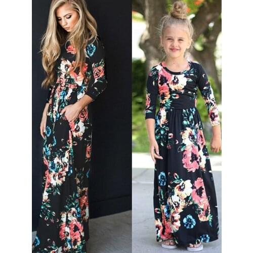 Mommy And Me Outfits Dresses Long Dress Casual Dress for Mom & Daughter Dress Family Mother Daughter Dresses