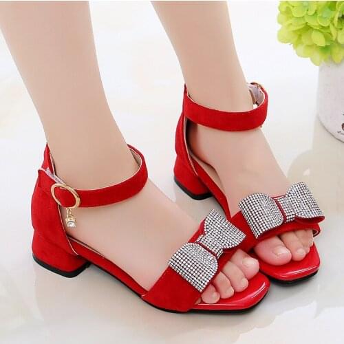 Shoes Girls Princess Sandals for Wedding And Party Dance Summer Big girls sandal Kids Sandal chaussure fille pink Red