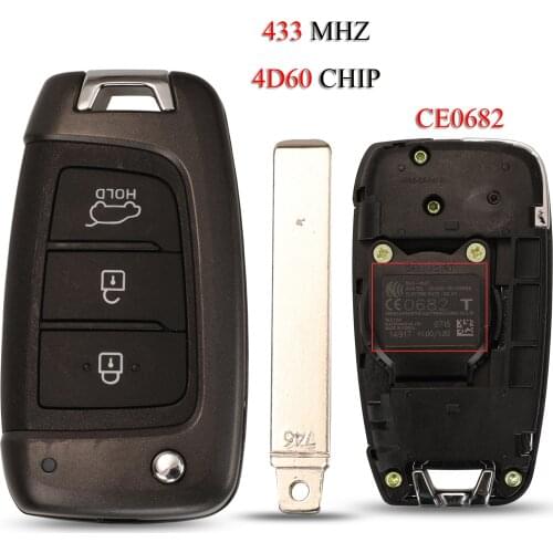 Kutery Original Folding Remote Car Key For Hyundai I30 Tucson Elantra Accent Solaris Kona Verna 3Buttons 433Mhz 4D60 Chip CE0682