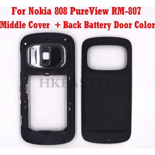 For Nokia 808 PureView RM-807 Mobile Phone Front Frame LCD Display Housing Back battery door cover replacement parts