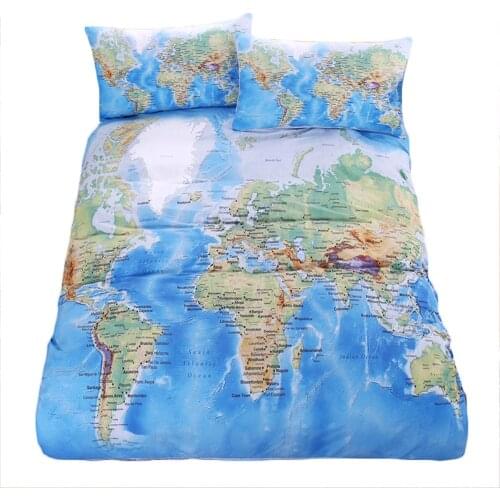 Duvet Cover Sets Blue Ocean HD Map 3D Digital Printing Quilt Cover Bed Duvet Quilt Cover Sets Blue Ocean Bedding Set New Arrival