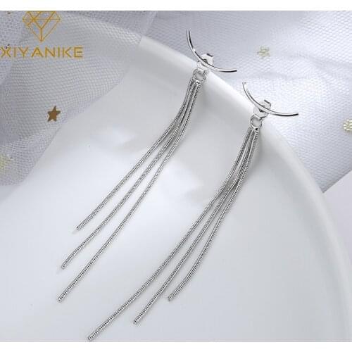 XIYANIKE 925 Sterling Silver Smiling Curved Tassel Drop Earring Female Trendy Simple Temperament Party Cерьги Kапельки Cереб