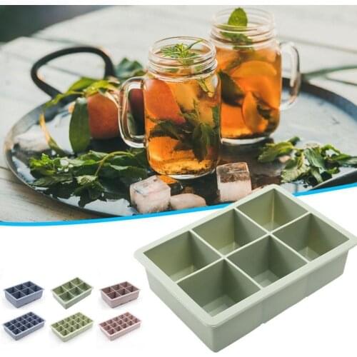 Silicone Ice Cube Mold Ice Cube Maker Flexible Big Grid Silicone Ice Cube Tray With Lid Kitchen Gadgets And Accessories 3 Colors