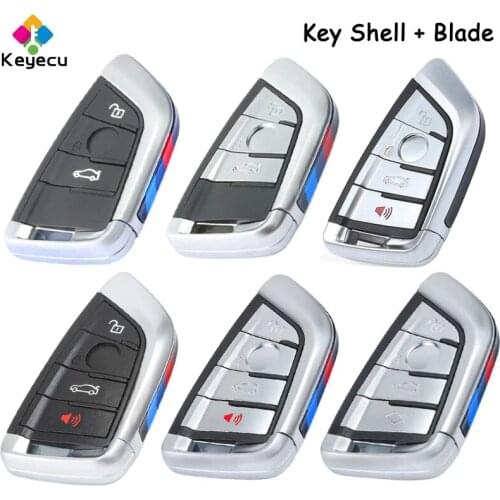 KEYECU Smart Remote Control Car Key Shell Case With 3 4 Buttons - FOB for BMW 1 2 3 4 5 6 7 8 Z Series X1 X3 X4 X5 X6 M3 M4