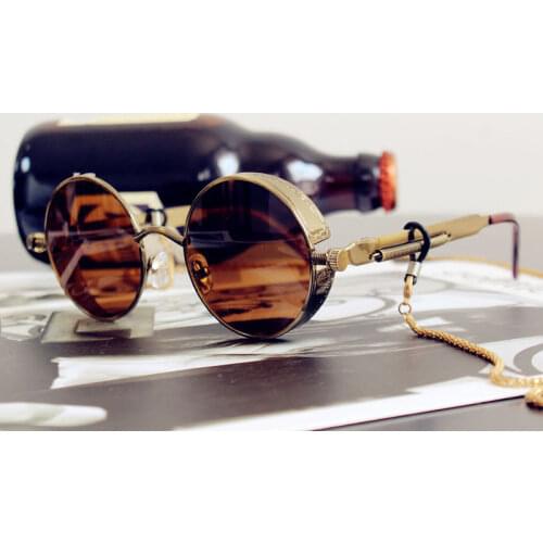 Classic Gothic Steampunk Sunglasses Luxury Brand Designer High Quality Men and Women Retro Round Metal Frame Sunglasses UV400