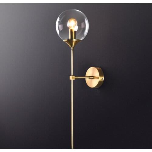 Modern Gold Metal Glass Wall Light Living Room Dining Room Lighting Wall Sconce Decor Lighting Fixture LED Suspension Lamp WA241