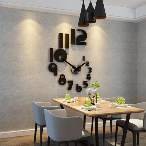 MEISD Creative DIY Stickers Clock Modern Design Quartz Watch Silent Home Decor Acrylic Room Black Horloge Free Shipping Hot Sale