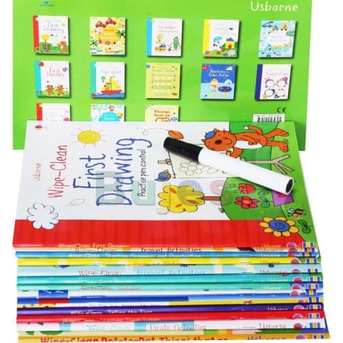 13 books/set,Usborne Rewritable exercise book,Childrens English exercise book Wipe-Clean ,board books for babies,books for kid