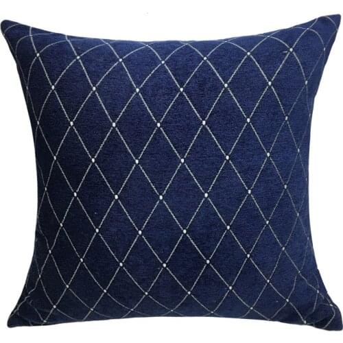 Chenille Pillow Case 6 Colors Vintage Diamond Plaid Traditional Decorative Cushion Cover Coordinated Sofa 17x17in Sell by Piece