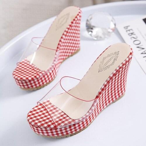 2021 New Summer Transparent Platform Wedges Sandals Women Fashion High Heels Female Summer Shoes Size 35-40