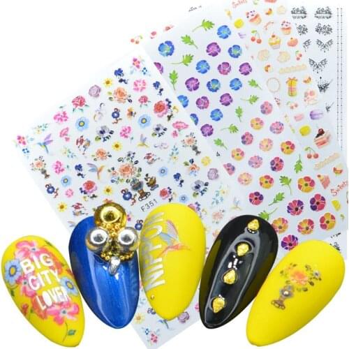 1pcs Nail Art Sticker Flower Letter Ultra Thin Adhesive Decals Fancy Pattern Design Nails Slider Decoration