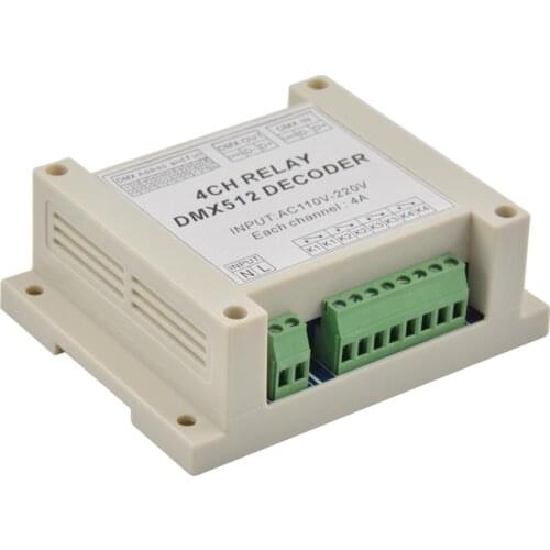 10pcs AC110-220V 4CH controller Decoder RGB led strip lights DMX-RELAY-4CH-220 dmx512 3P relays use for led lamps