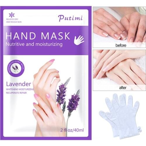 2pcs/1pair Lavender Baby Hand Mask Moisturizing Whitening Exfoliating Hand Spa Gloves Dead Skin Remover Hand Care TSLM2