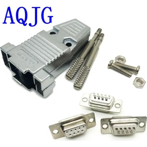 2pcs RS232 Serial Port Connectors DB9 Female Male Socket iron Shell Plug Connector 9pin COM Socket Adapter