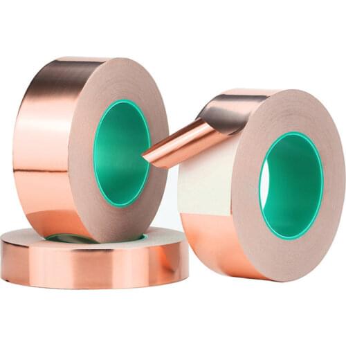 20m Double Guide Copper Foil Tape Strip Self-adhesive Enhance Shield Heat Dissipation Single-sided Repair Tape Sticker 3-25mm