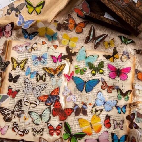 30 Pcs/set Kawaii Butterfly Stickers Matte PET Sticker Bag Creative Hand Account Collage Material Stickers Decorative Stationery