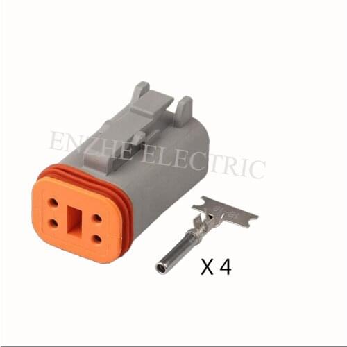 50SET DT series car female connector cable male terminal DT06-4S 4 pin Plug connector sockets DJ7041-1.6-11 rubber connector