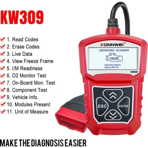 Car Diagnostic Tool KONNWEI KW309 MS309 U480 OBD2/EOBD Code Reader Scanner Auto Reliable Electronic Component Car Accessories