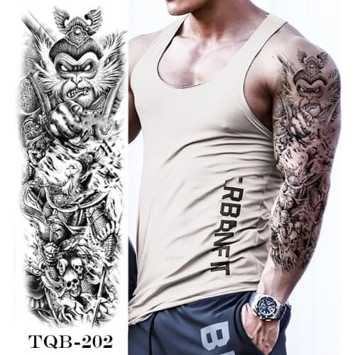 Large Arm Sleeve Tattoo Rose Waterproof Temporary Tattoo Sticker Arm Leg Body Art Fake Tattoo Female Wild Wolf Lion Stickers