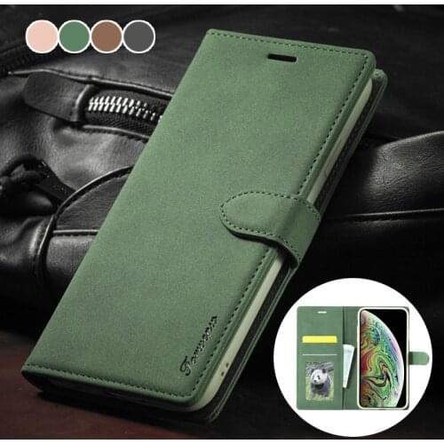 Magnetic Matte Card Slots Phone Case For iPhone X XR XS Max 12 Mini 11 Pro SE 2020 8 7 6S 6 Plus Luxury Leather Flip Stand Cover