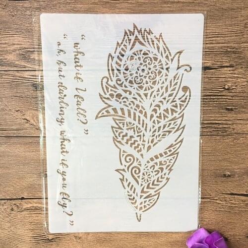 Mandala Floral feather A4 Decorative Stencils 29cm DIY Wall Painting Scrapbook Coloring Embossing Albumfor painting and decor