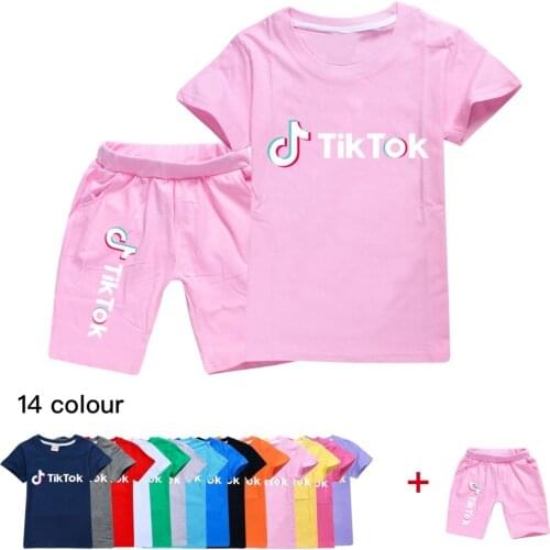 TIK TOK Children Clothing Sets Suit Baby Boy Summer Clothes Infant Cotton Short Sleeve T shirt Baby Girl T-shirts