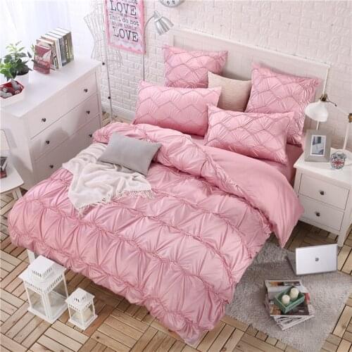 IvaRose 4/6pcs washed Silk Korean Luxury Bedding Set Pinch Pleat Bed Set King Queen Bed Linens Duvet Cover Bed Sheet